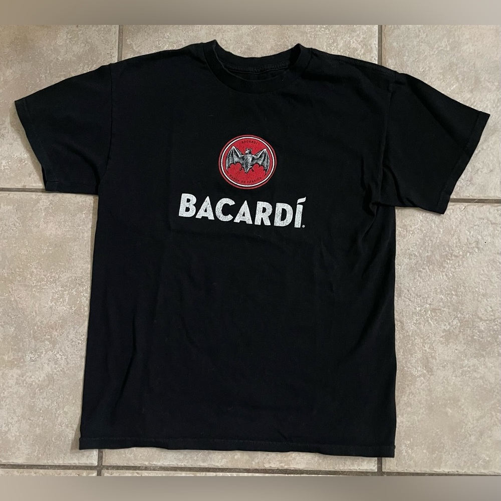 Bacardi Graphic Logo 100% Cotton Crewneck T-Shirt w/Bat, Size M